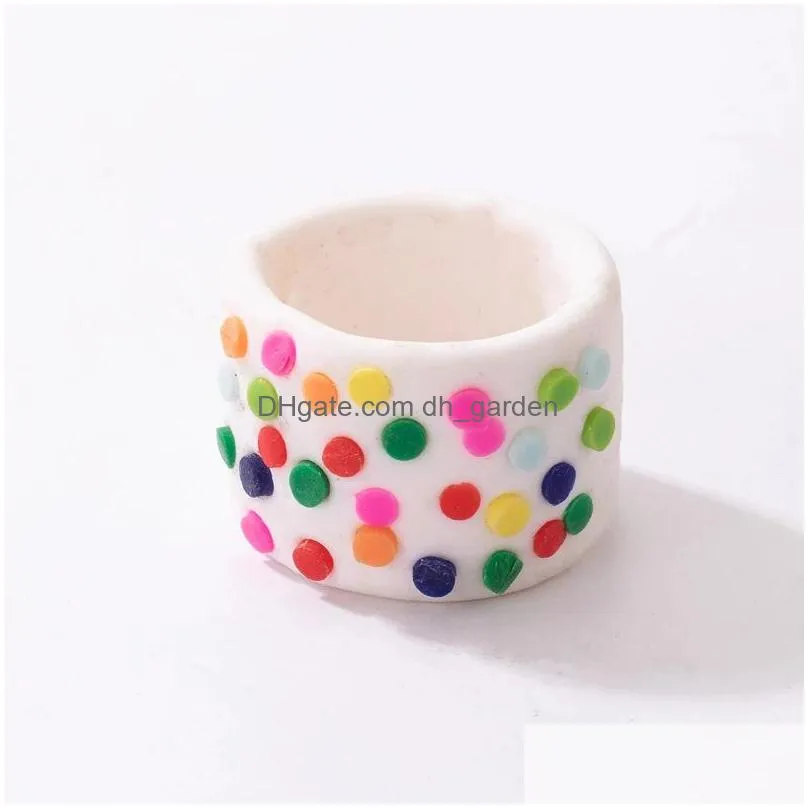 colorful resin joint ring for women girls lovley ins fashion width geoemtry acrylic single ring jewelry
