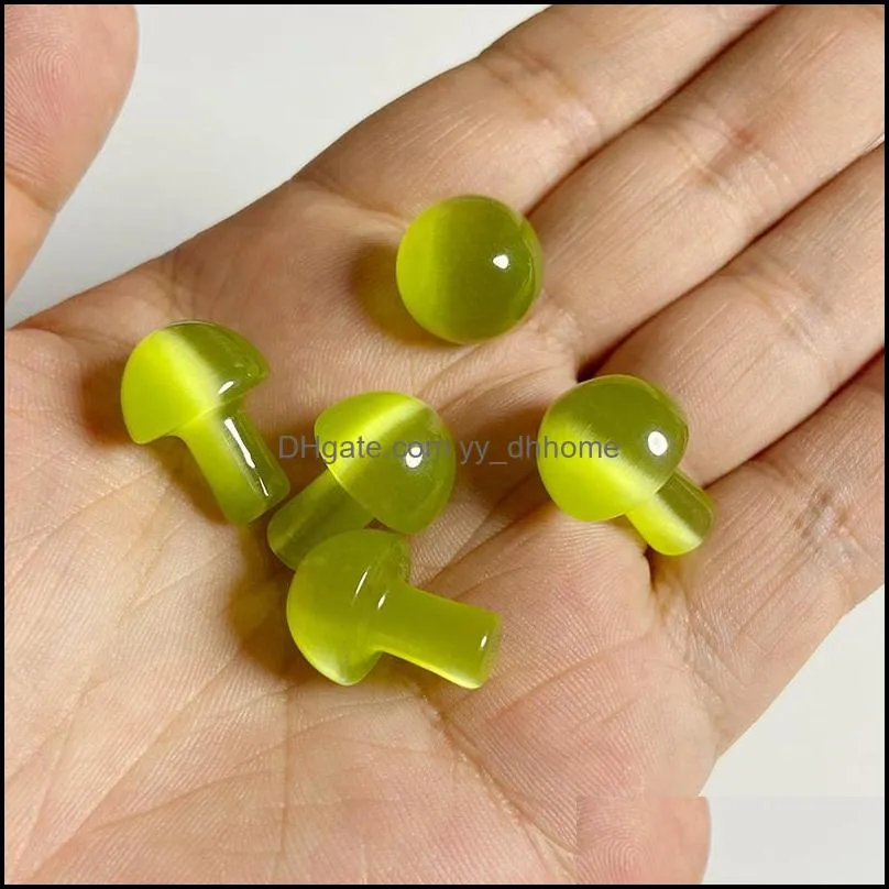 2cm cats eye mini mushroom stone statue carved decoration cat eye healing crystal gift room ornament fish tank decor