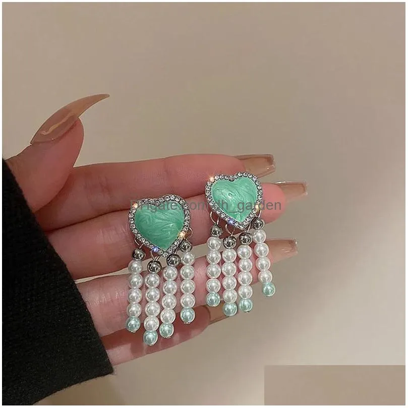 dangle chandelier 2022 vintage baroque pearl tassel earrings for women fashion pearl bead chain geometric earring jewelry