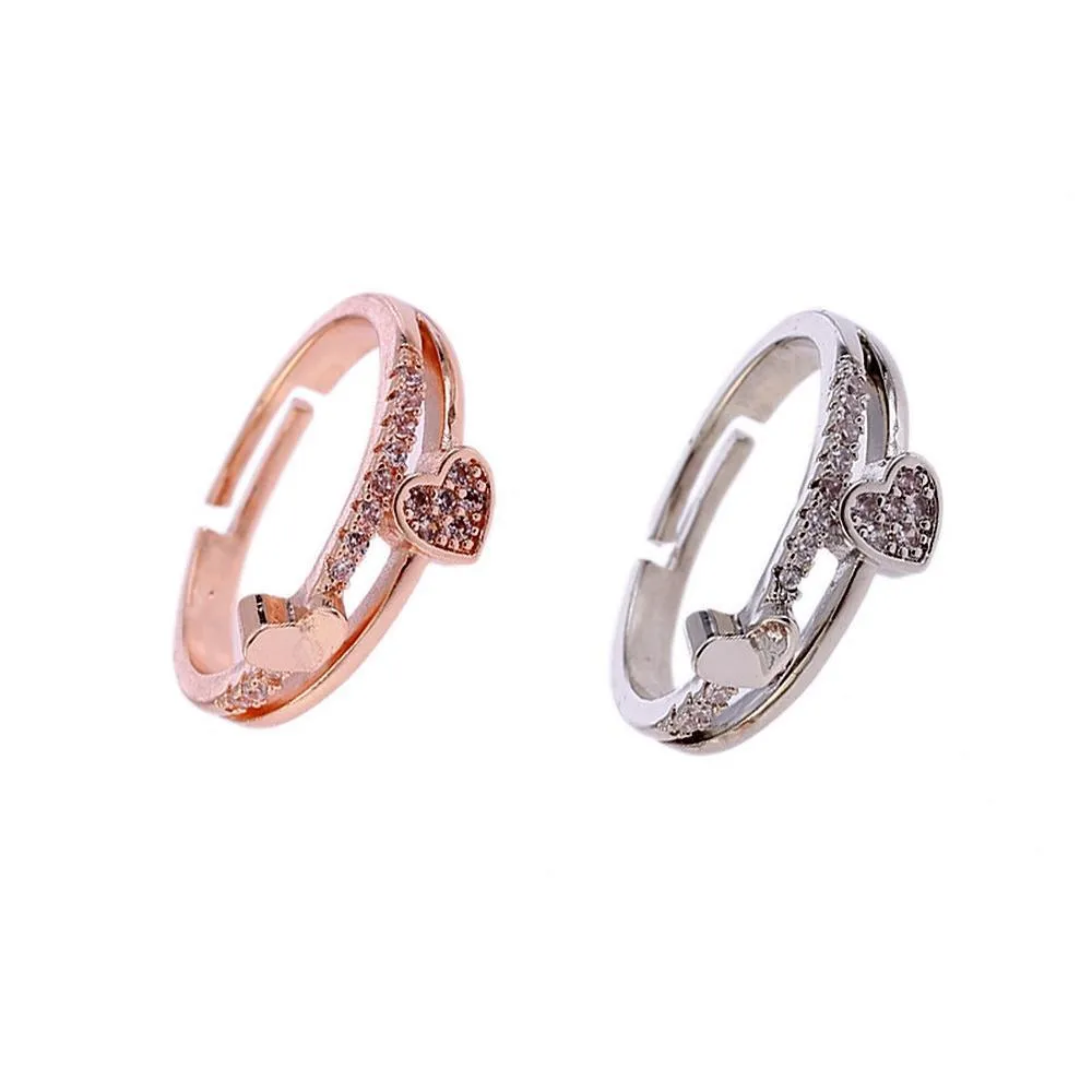 10pcs european and american fashion heartshaped opening rings couple rings for men women birthday engagement wedding accessories