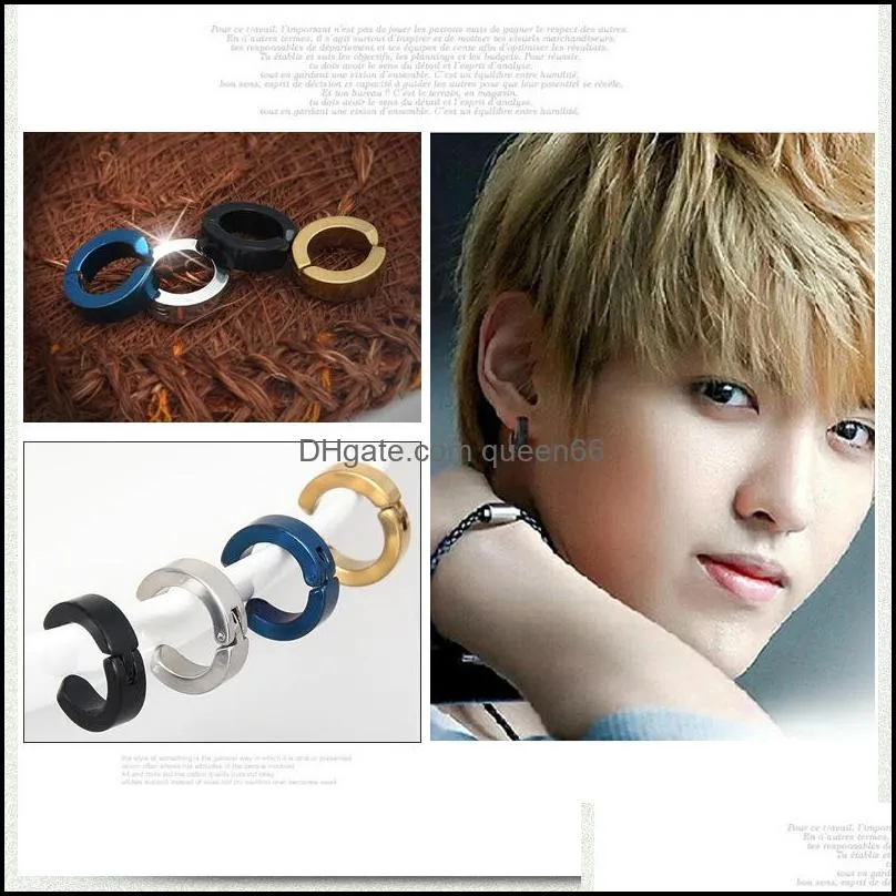 korean punk stainless steel fake piercing earrings for mens women stud cuff hoop nonpiercing clip on earring hypoallergenic jewelry in