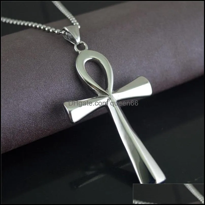  foreign trade fashion accessories simple glossy ancient egypt cross titanium steel pendant necklace hanging ornaments stn831 1819