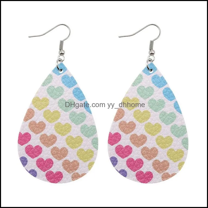 women fashion earrings lightweight teardrop star heart colorful print faux leather earring for girls jewelry gift kimtiu93fz