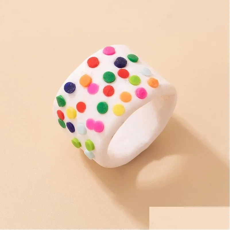 colorful resin joint ring for women girls lovley ins fashion width geoemtry acrylic single ring jewelry