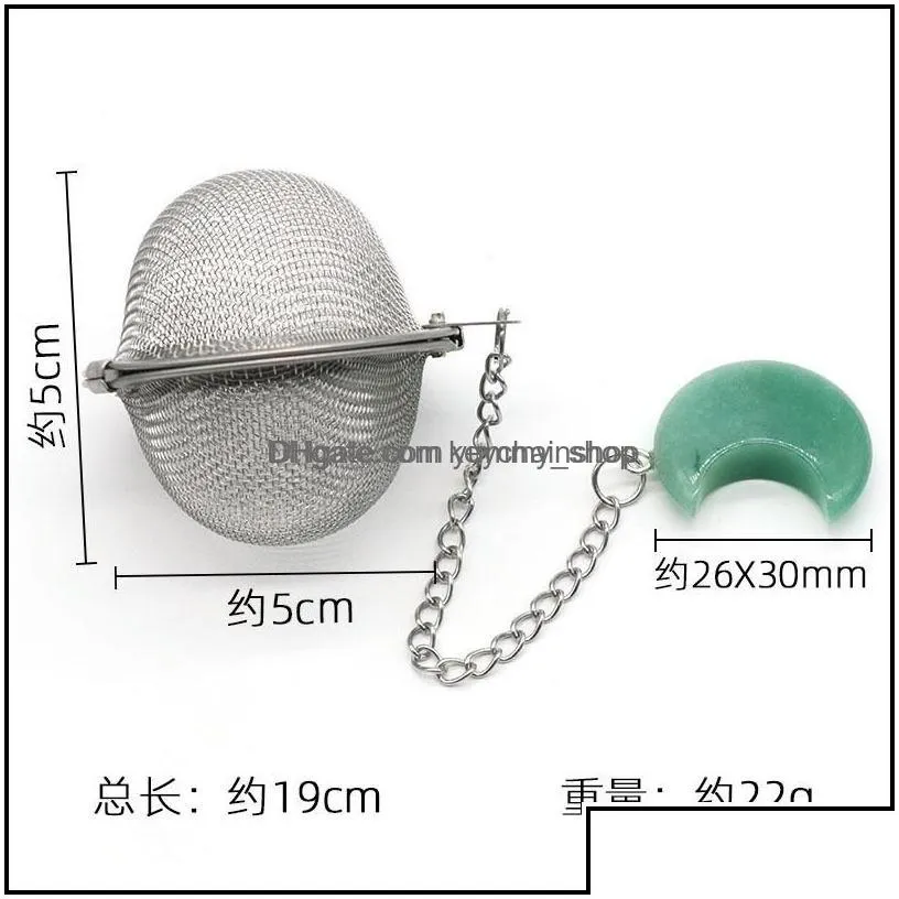 key rings moon stainless steel infusers for loose tea mesh strainer with extended chain hook charm energy drip trays crystal shaker