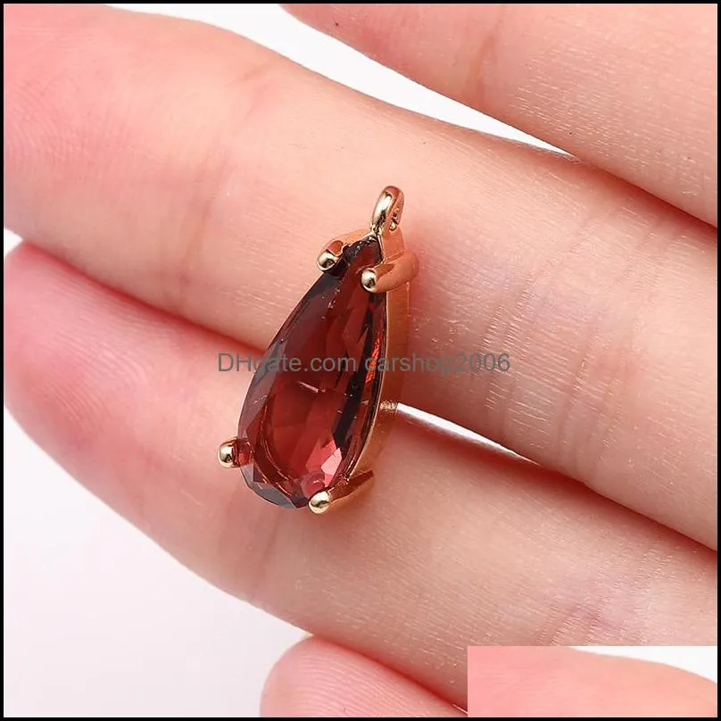 arrival colorful k9 crystal glass pendant for necklace earring fashion waterdrop square transparent copper charm for diy jewelry