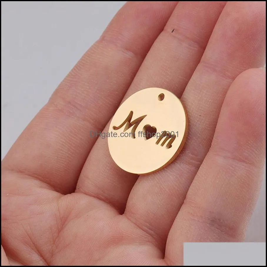 20mm gold rose gold silver color mom heart charms family member pendants bracelet necklace festival jewelry making accessories diy mothers day