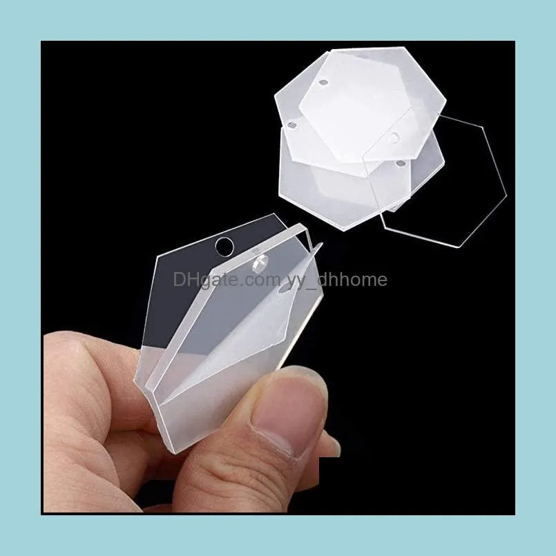 transparent hexagon keyring acrylic keychain blank charm ornaments key rings with chain for diy vinyl projects w49f