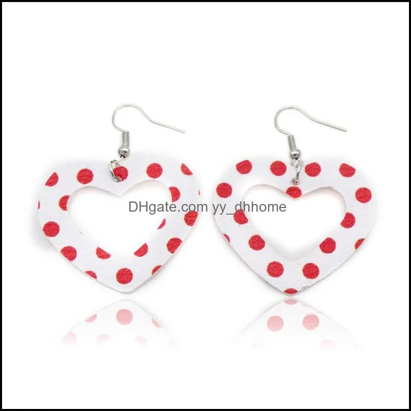 leather earrings for women girls valentine day gift party lightweight teardrop heartshaped print earring u41fa