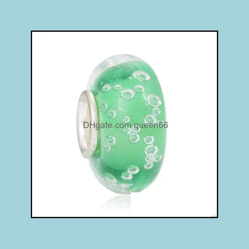 european big hole glass charms spacer loose handmade lampwork bubble beads for diy jewelry making fit handmade bracelet