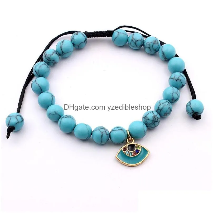 fashion jewelry evil eye pendant turquoise beaded bracelet blue eye beads bracelets