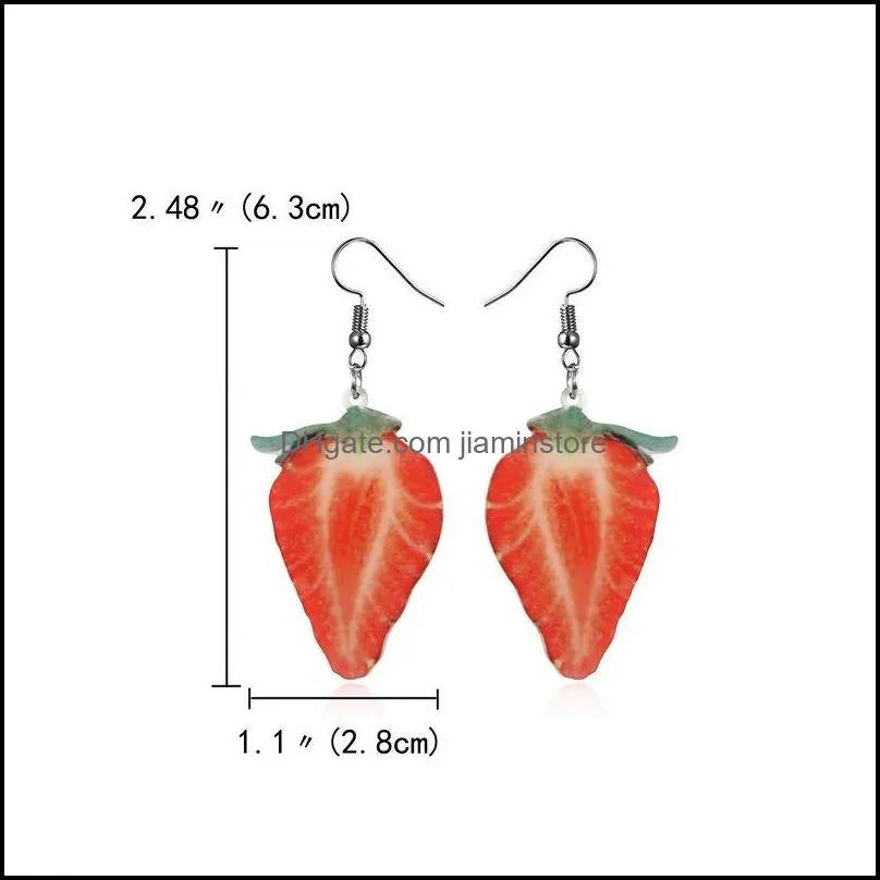 fashion acrylic fruit dangle earring sweet strawberry  orange kiwi watermelon peach banana chandelier for women girl