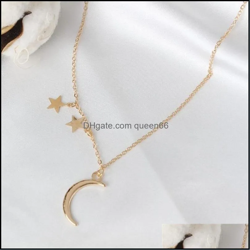 european and american foreign trade jewelry romantic couple metal moon star combination female clavicle necklace 205 t2