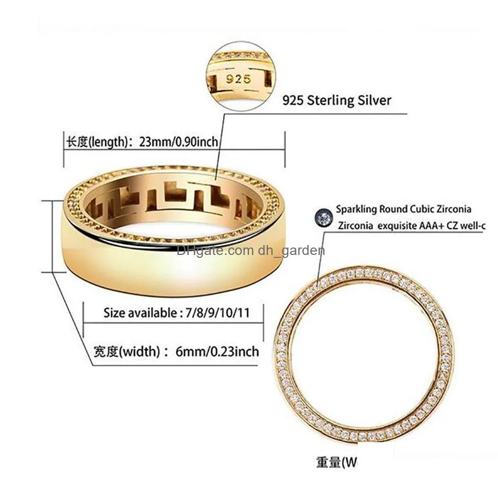 silver 360 eternity rings cubic zirconia gold polish hip hop ring for christmas lover festival men women gifts