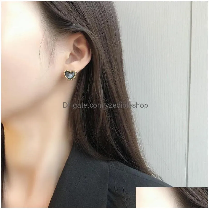 fashion jewelry s925 silver post stud earrings cute peach heart earrings