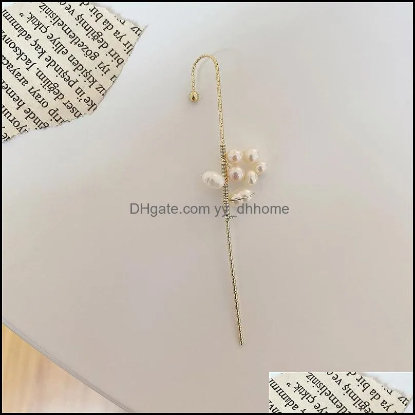 pearl gold simple hypoallergenic crawler earrings fashion eternal flower hook earring jewelry for women girl accessories k519fa