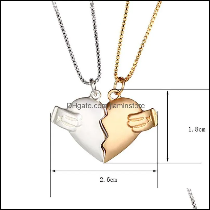 gothic punk style for men pendant necklaces jewelry wedding lovers couples valentines day gift gifts creative magnetic couple heart shape
