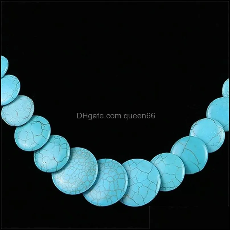 womens jewelry national style turquoise short beaded necklace