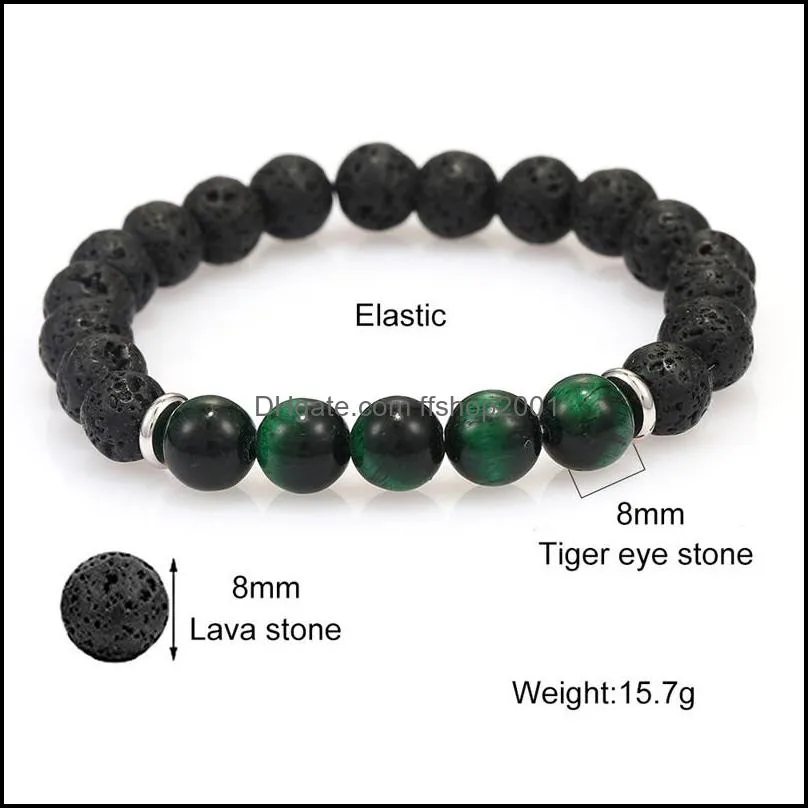 6 designs lava rock beads charms bracelets natural essential oil diffuser elastic bracelet volcanic rock beaded hand strings men