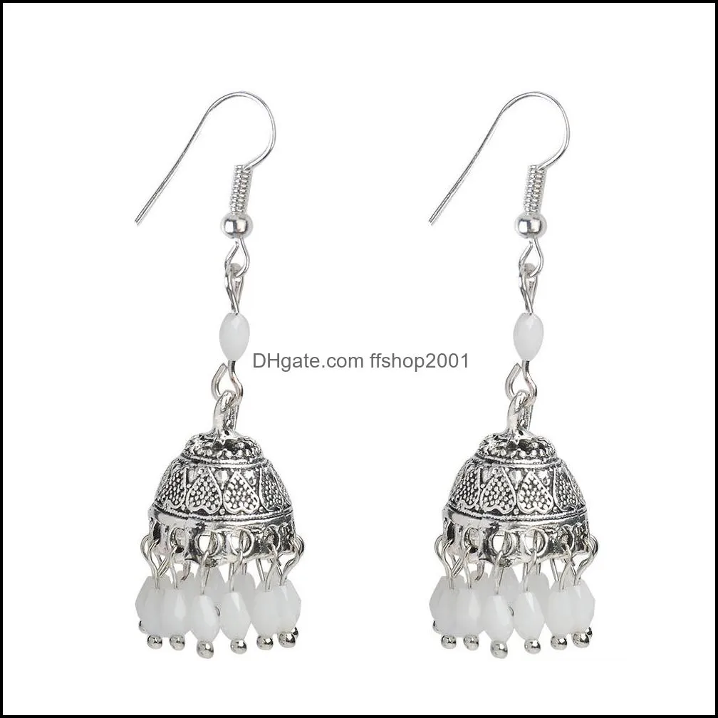  retro ethnic carved flower earring for women boho crystal long tassel drop dangle earrings statement valentines day jewelry