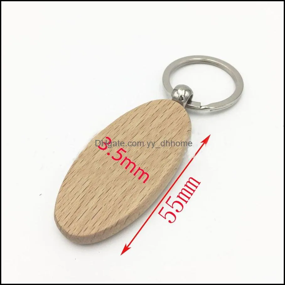 blank wood key chain holders round square rectangle shape personalized edc wooden keychains diy craft keyrings gift dhs