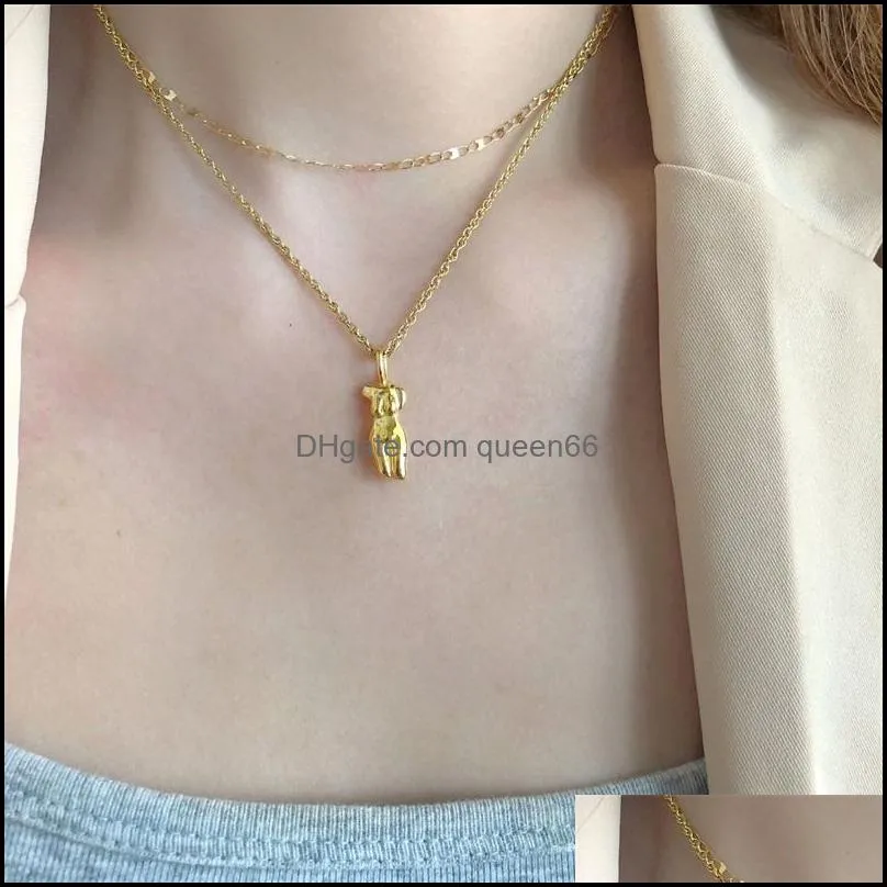 18k gold human body clavicle necklace pendant personality fashion collar statement necklace female bijoux jewelry