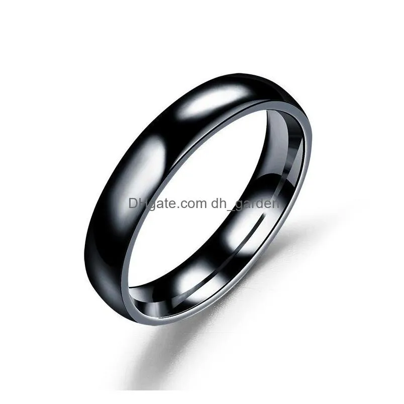 classic men stainless steel ring black solid simple vintage rings wedding bands christmas party gift jewelry