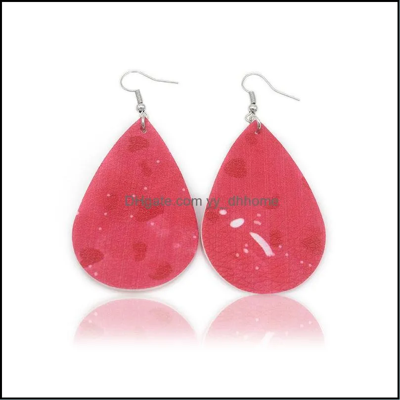 leather earrings for women girls valentine day gift party lightweight teardrop heartshaped print earring u41fa