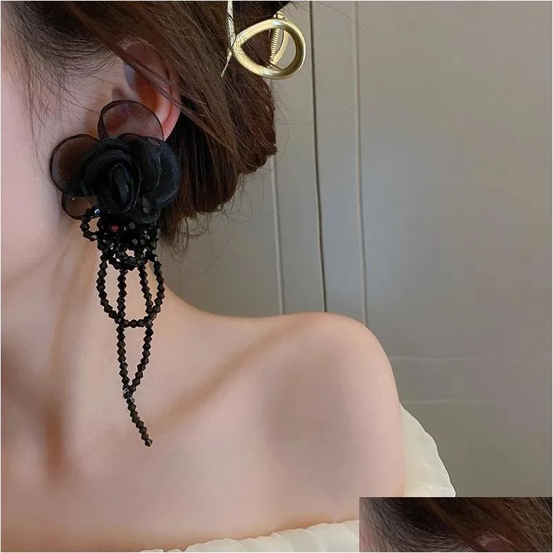 dangle chandelier crystal tassel earrings super fairy rococo wind earrings fashion temperament earrings women