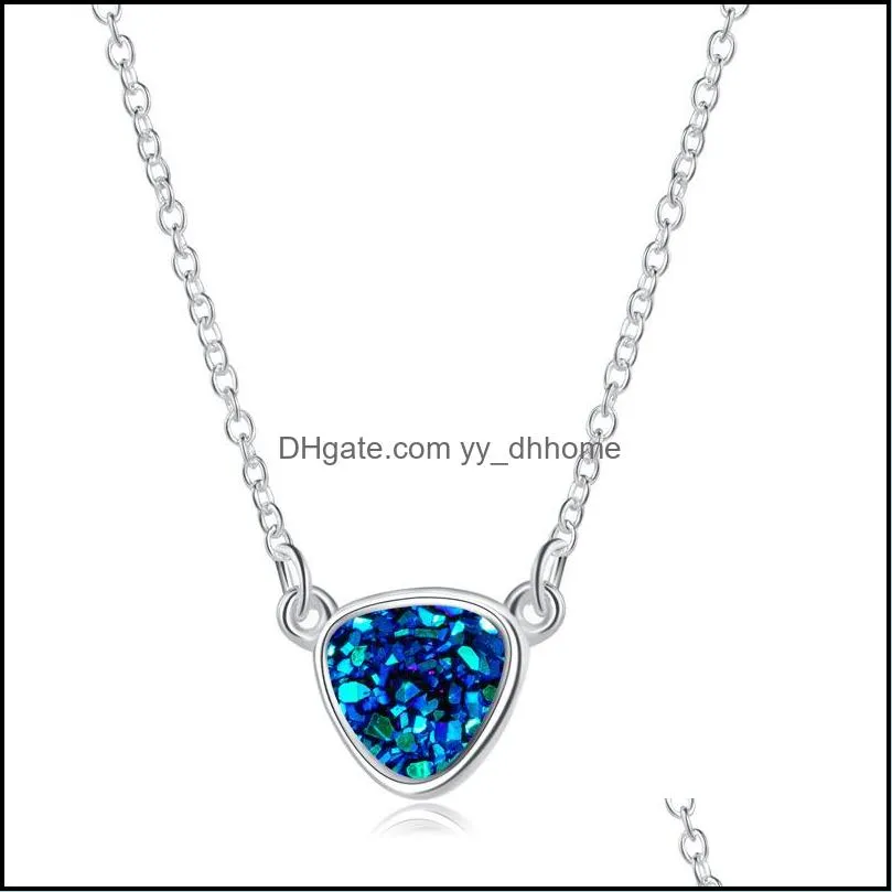 fashion drusy druzy necklace silver plated multicolor resin irregular faux natural stone necklace for women lady jewelry
