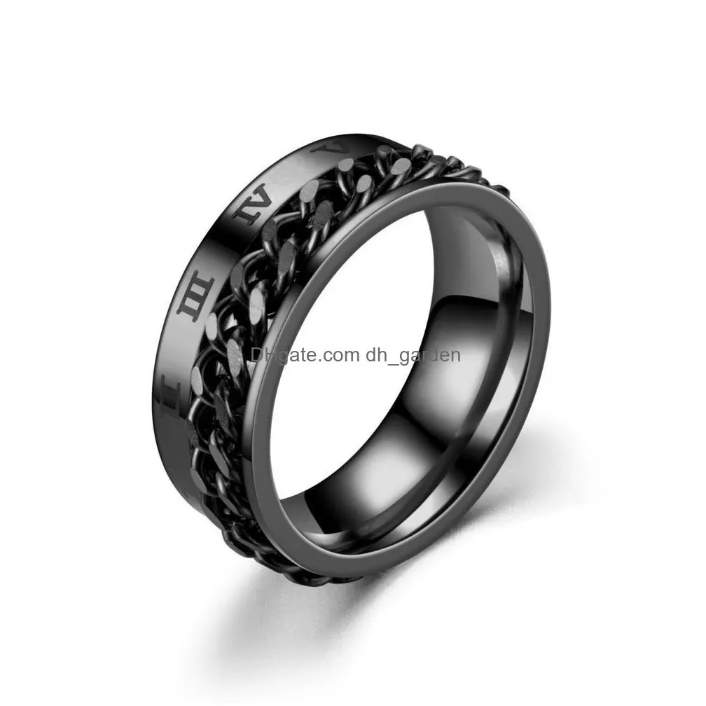napkin ring for teens mens stainless steel rotatable roman chain ring domineering rings dating pair signetringswomens