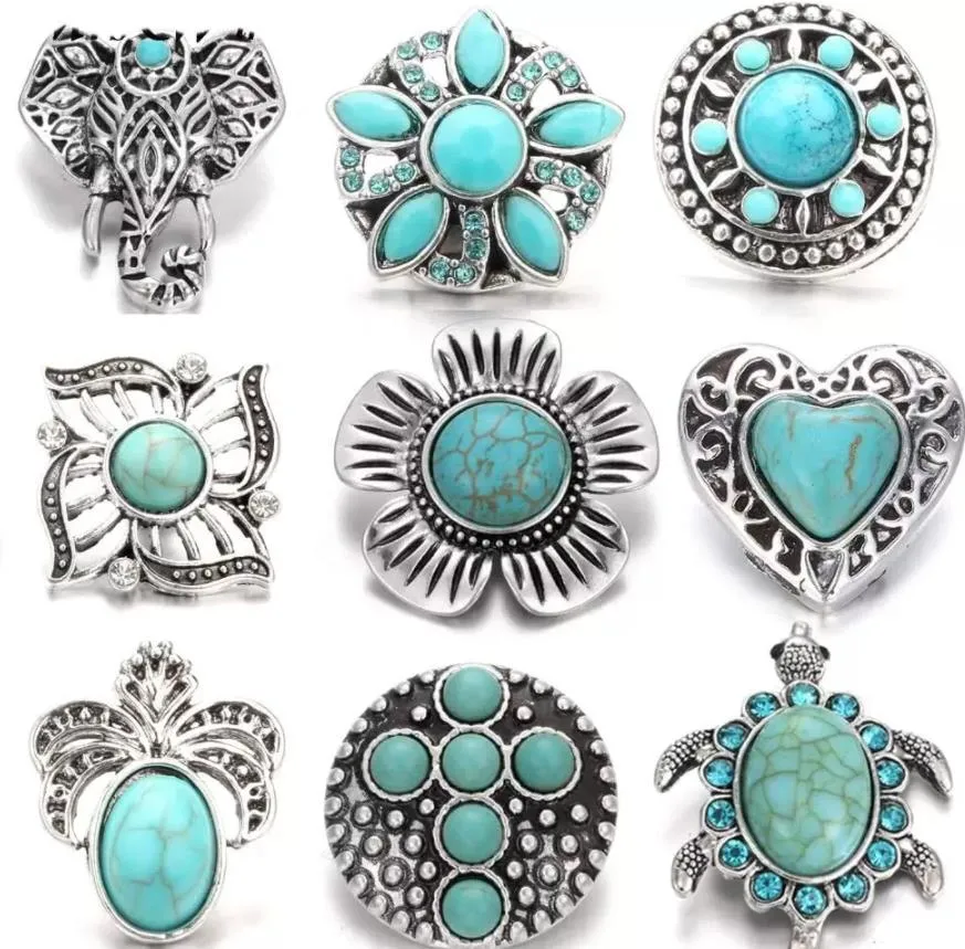 metal turquoise shape snap button clasps jewelry findings 18mm metal snaps buttons diy earrings necklace bracelet jewelery acc