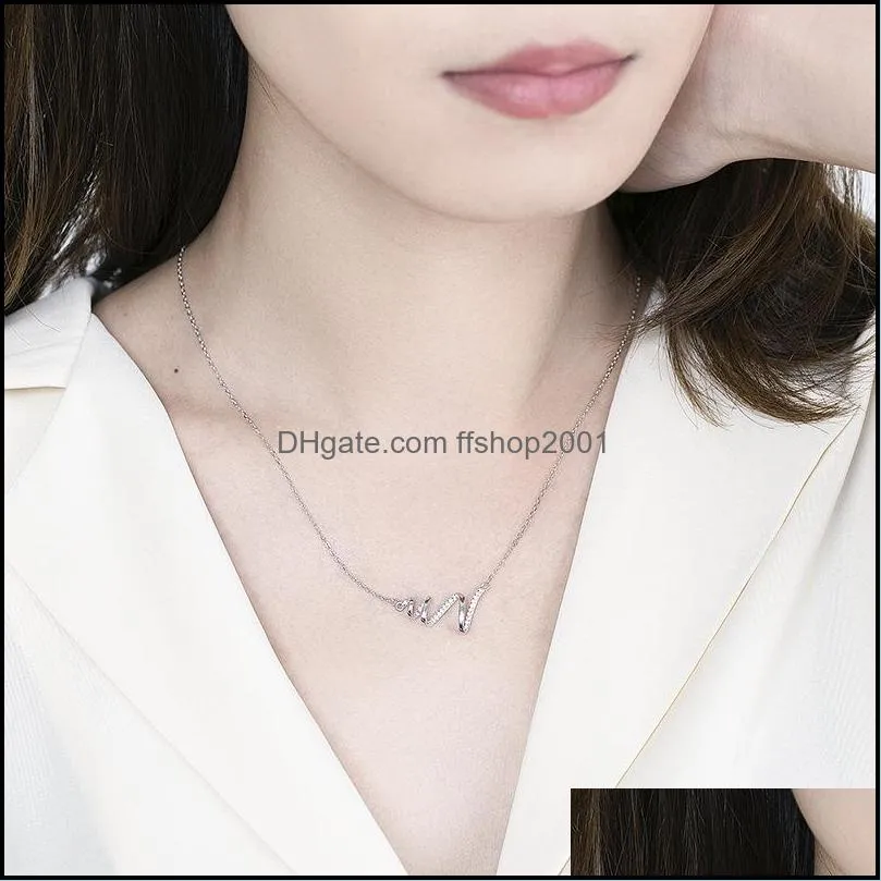 summer love 925 sterling sliver ecg charm pendant necklaces for women shiny crystal jewelry on the neck gold chain colar feminin