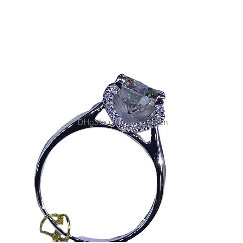 cluster rings silver brilliant round cut moissanite girlfriend anniversary engagement wedding ring elegant stylecluster