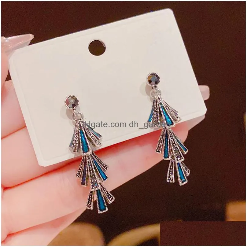 dangle chandelier 2022 vintage ethnic tassel long earrings for women korean style delicate micro pave fashion designers earings