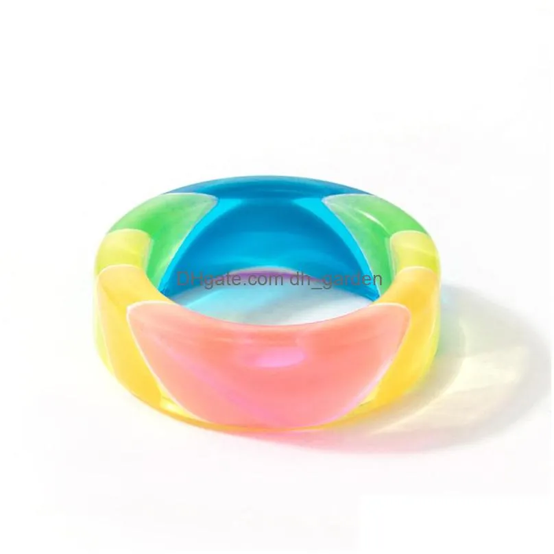 colorful acrylic resin single ring for women girls ins trendy geoemtry party jewelry gift wholesale