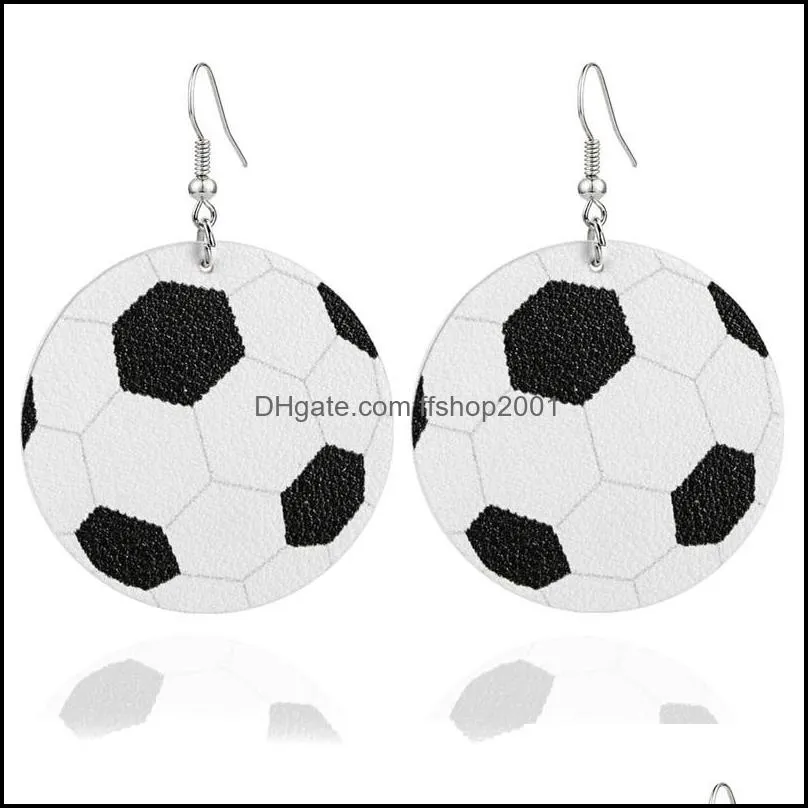 2020 3d sports pu leather earrings football basketball baseball fashion dangle earrings for women statement earrings jewelryz