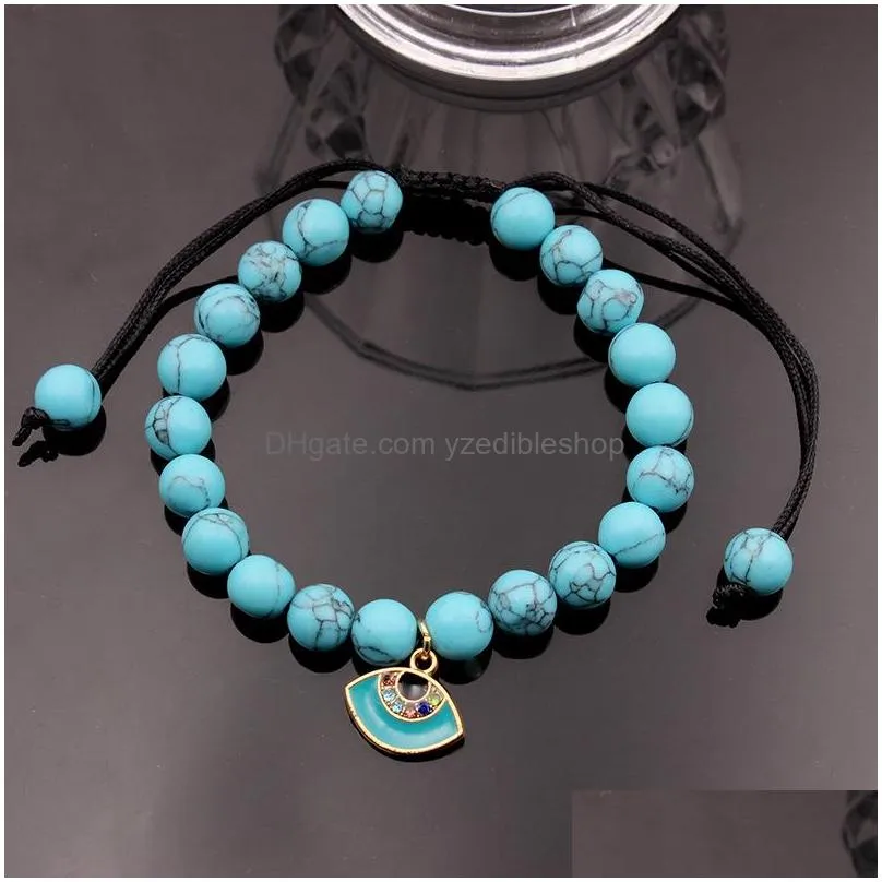 fashion jewelry evil eye pendant turquoise beaded bracelet blue eye beads bracelets