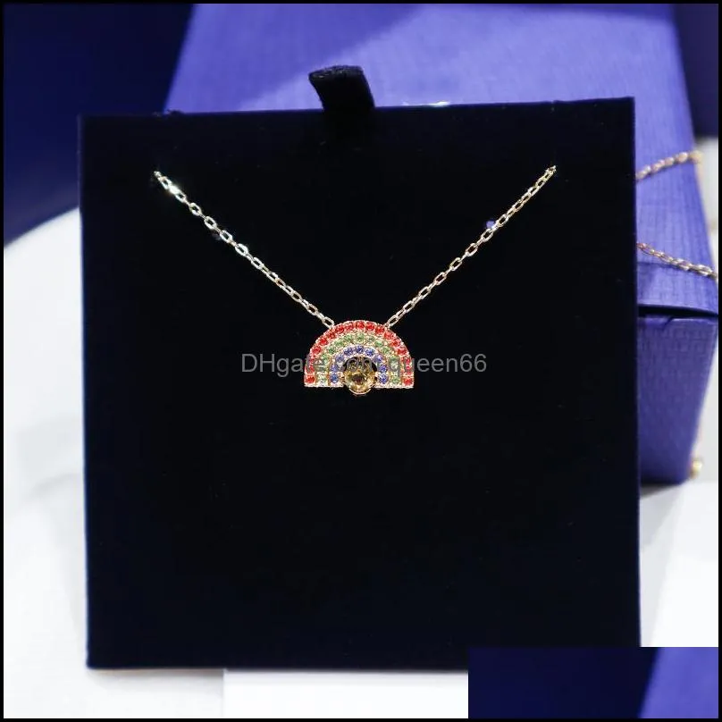 pure 925 silver collier collares half round rainbow micro pave cz fashion filled bohemia style women girls necklace