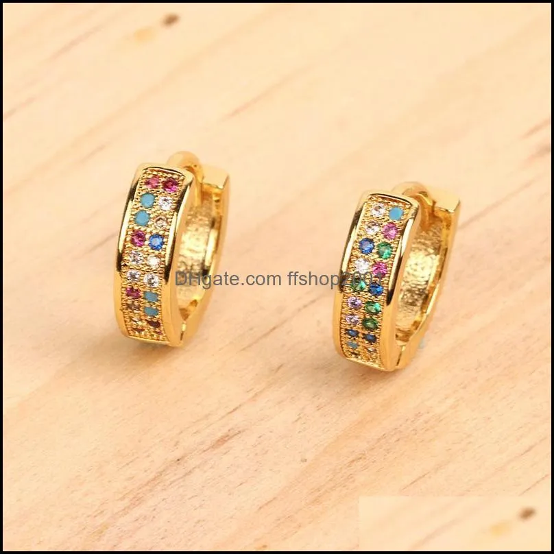 trendy round earring 18k gold colorful cubic zirconia cuff stud earrings about 2g simple weeding party jwerly gift for lady girlsy