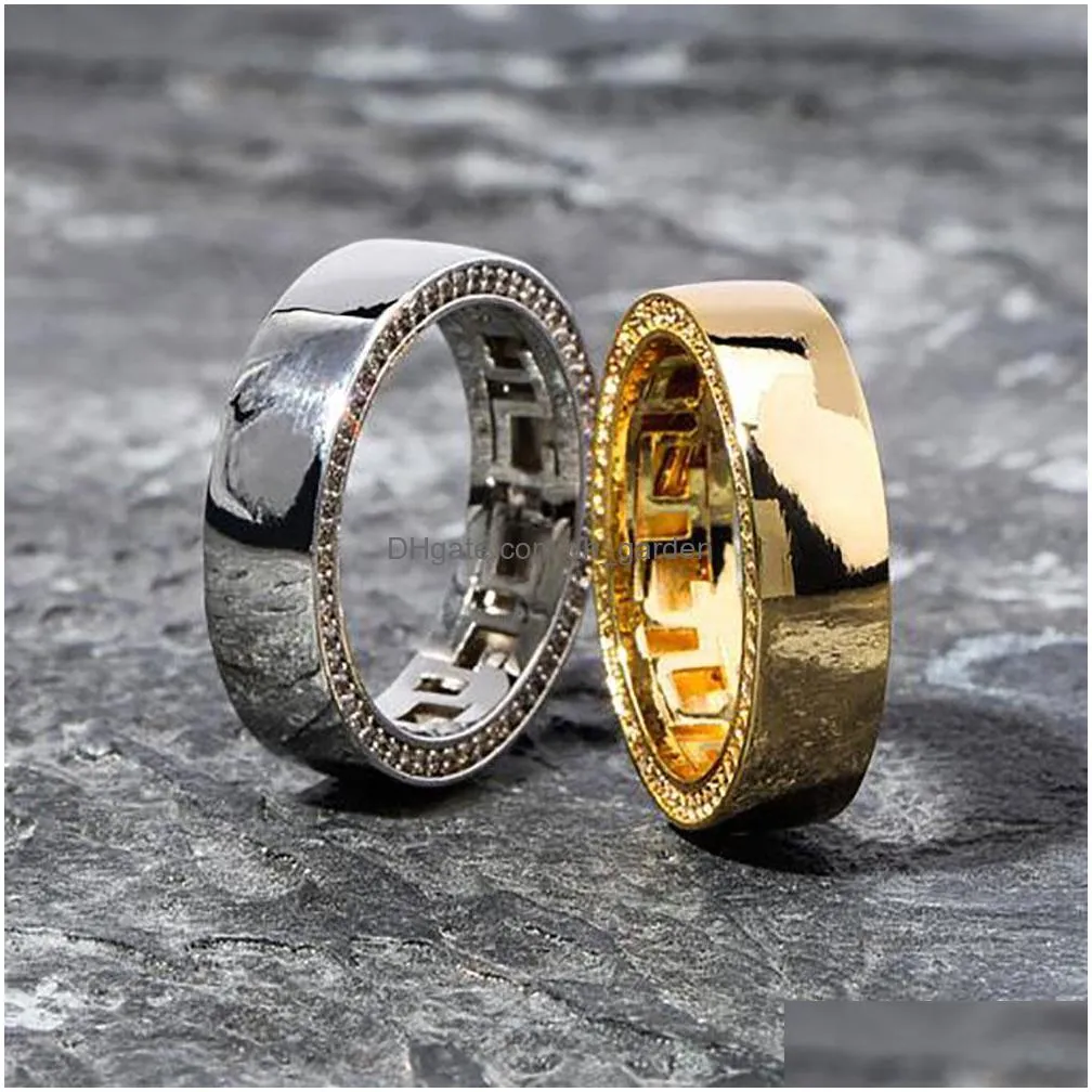silver 360 eternity rings cubic zirconia gold polish hip hop ring for christmas lover festival men women gifts