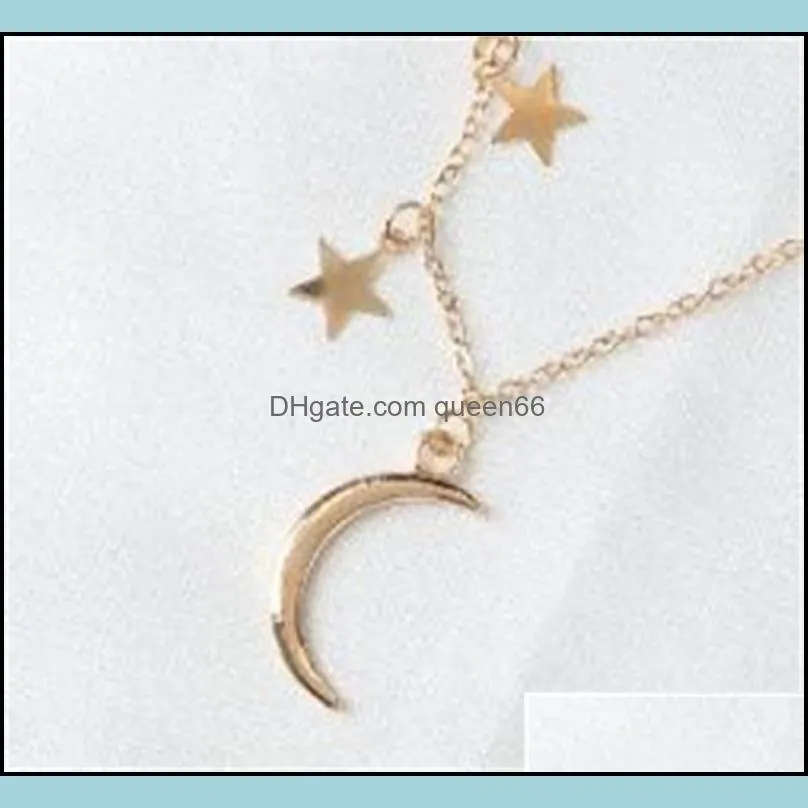 european and american foreign trade jewelry romantic couple metal moon star combination female clavicle necklace 205 t2