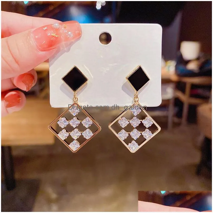 dangle chandelier shinning zircon geometric plated earrings for women 2021 jewelry earings