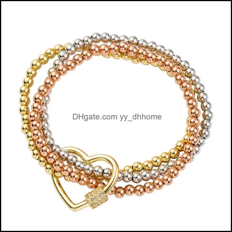 fashion personality bracelets men women bangle copper zircon 3pcs/set charm elastic bracelet hip hop jewelry l345fa