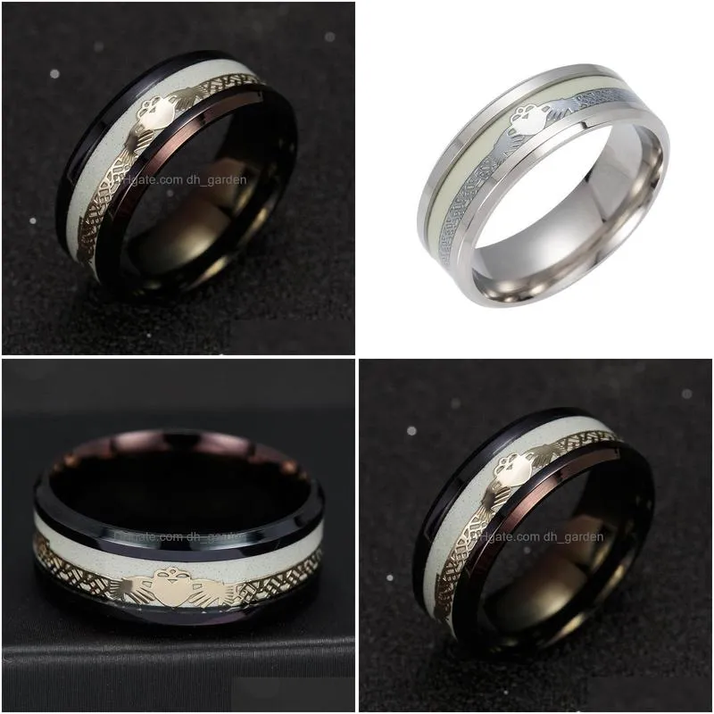 black plated luminous couple rings gifts for valentines day fashion jewelry wedding