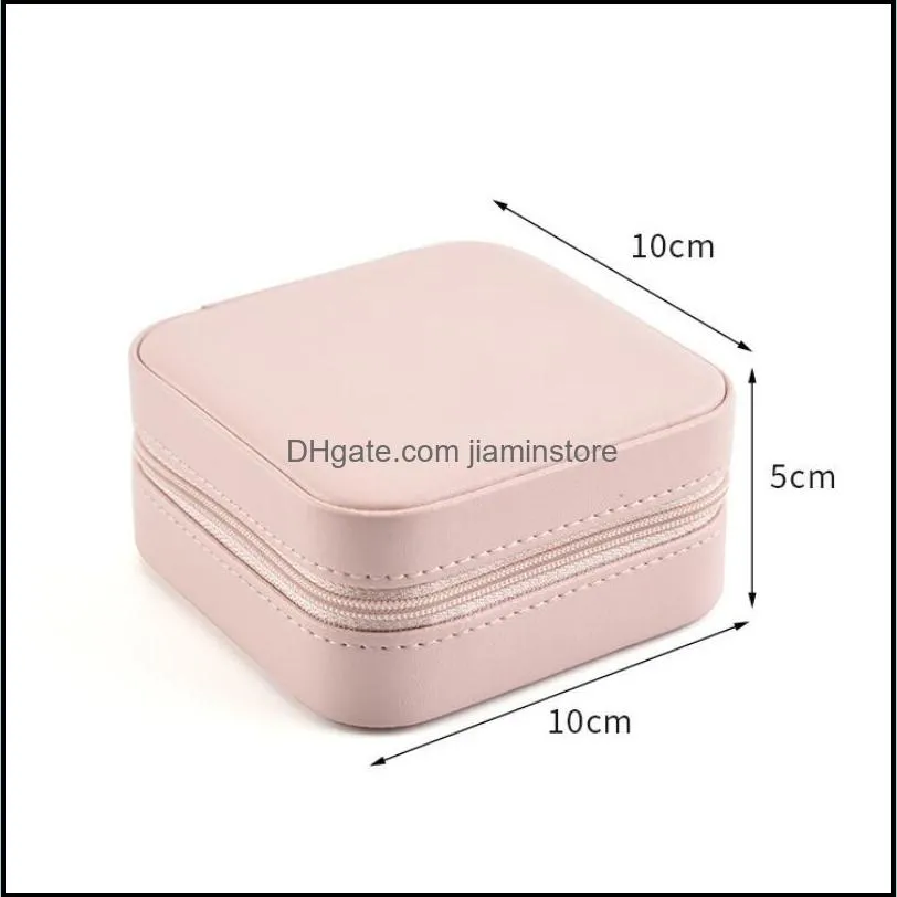 pu jewelry box portable storage organizer earring holder zipper women display casket travel case