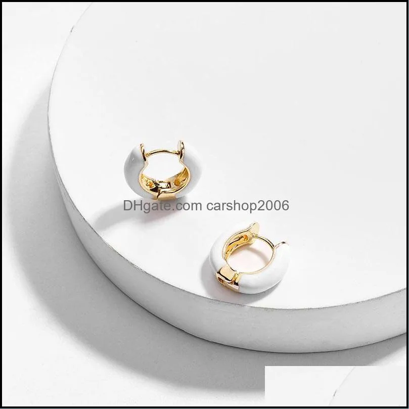 2019 design multicolor enameled ear cuffs for women summer copper mini drop oil circle hoop earring jewelry