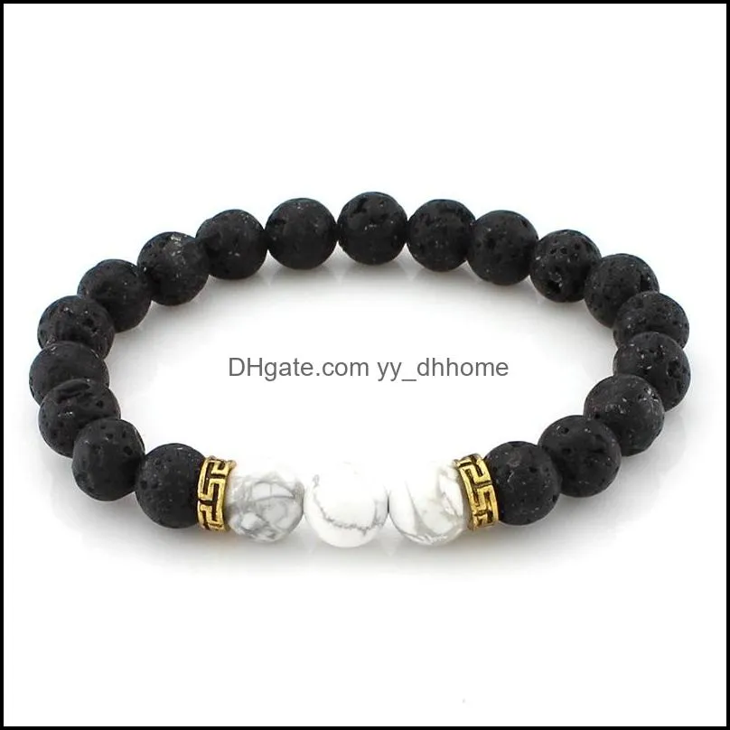 natural stone lava rock bracelets  oils diffuser yoga beads stretch bracelet hand strings bangle fashion jewelry b362s