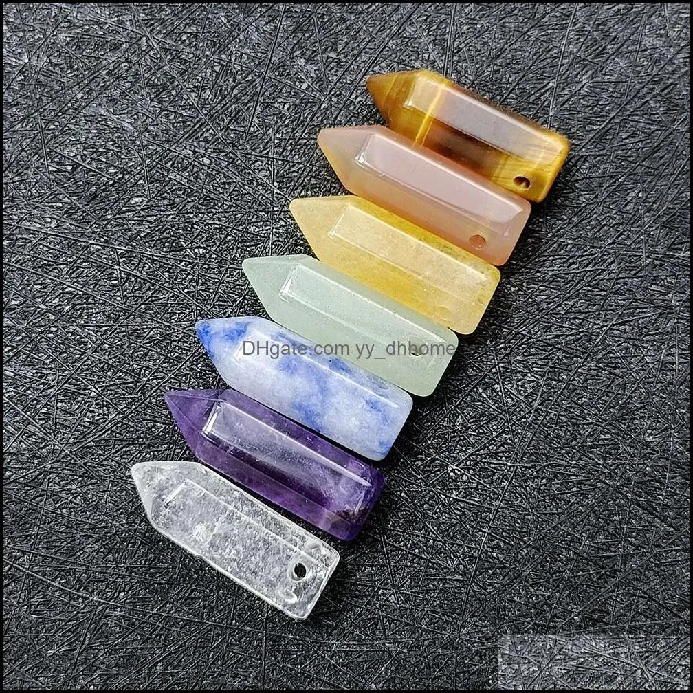 7 chakra set reiki natural stone crystal charms pendants ornaments rock quartz yoga energy bead chakra healing art craft home