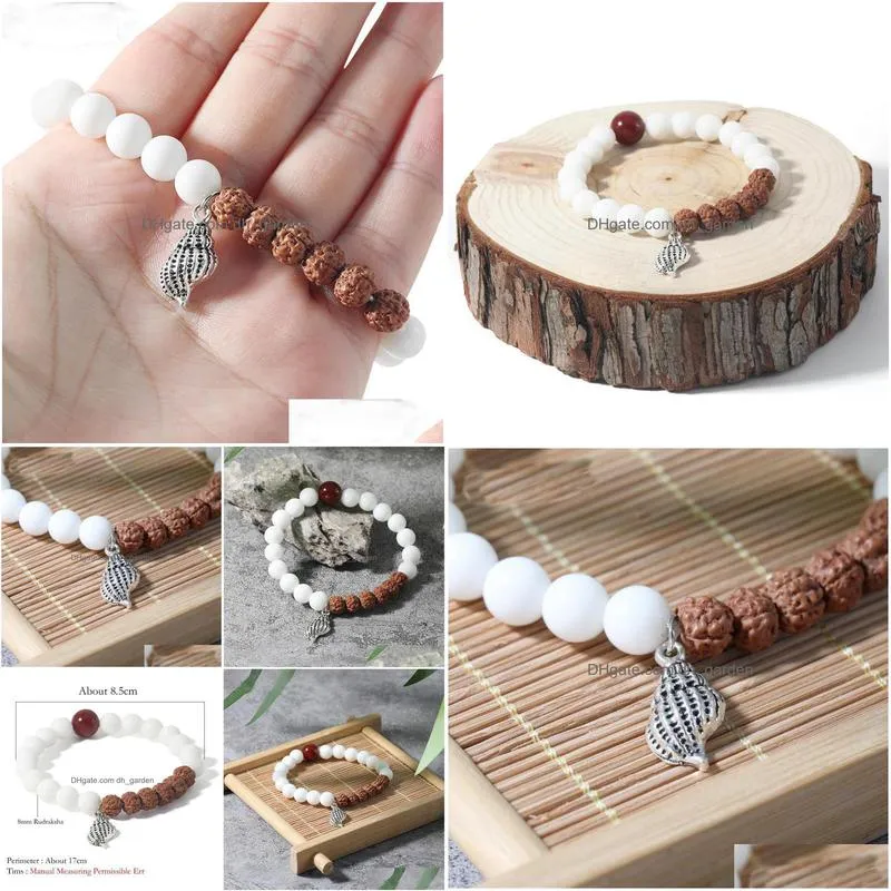 white clammens and womens elastic rope bracelet charm fashion energy bangle shell pendant semiprecious jewelry